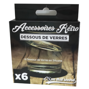 SET DE 6 DESSOUS DE VERRES DISQUE VINYLE LOVE THAT RECORD Blanc