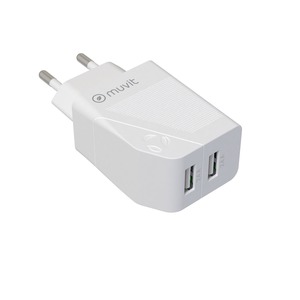 CHARGEUR SECTEUR 2 USB 2x2.4A 24W MUVIT FOR CHANGE Blanc