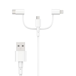 MYWAY CABLE 3EN1 USB-A VERS USB-C/LIGHTNING/MICRO-USB 1M Blanc