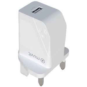 1 USB 2.4A CHARGEUR SECTEUR 12W UK MUVIT FOR CHANGE Blanc