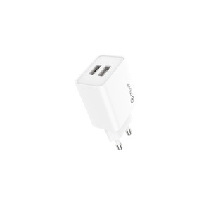 CHARGEUR SECTEUR 12W 2 USB-A PLASTIQUE RECYCLE Blanc