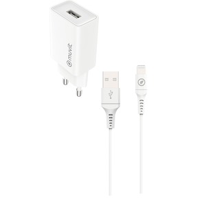 PACK CHARGEUR SECTEUR 12W + CABLE LIGHTNING BLANC Blanc