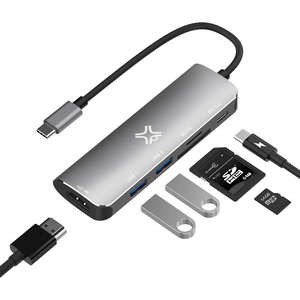 Hub USB-C 6 ports Acier gris foncé