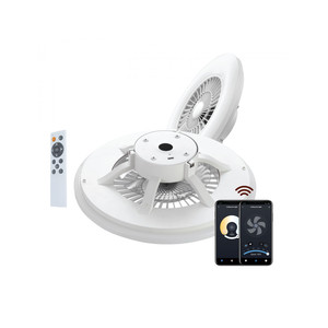 Plafonnier connecté muvit iO WIFI Blanc CCT avec ventilateur - compatible Alexa, Google Home et Siri - 600*170mm Blanc