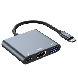 MUVIT ADAPTATEUR USB-C 3 EN 1 HDMI USB-A USB-C PD Gris