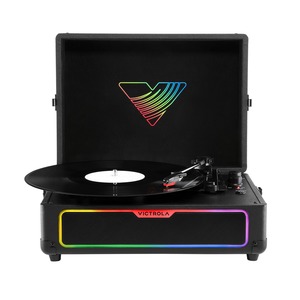 PLATINE VINYLES GLOW FORMAT VALISE AVEC 18 MODES DE LEDS Noir