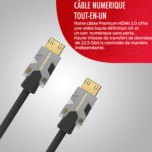 Câble hdmi M1000 HD 4K HDR 22.5GBPS 3M