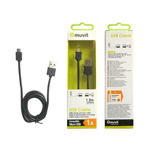 Cable Rond charge & sync micro USB 1m 1A Noir
