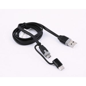Cable 2 en 1 micro USB reversible + adaptateur Type C Noir