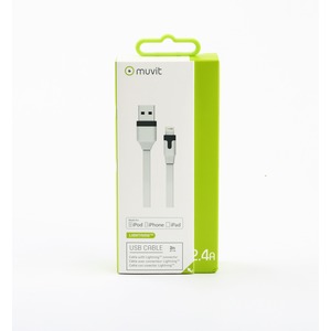 Cable plat charge & synchro Lightning MFI 2m 2.4A Blanc