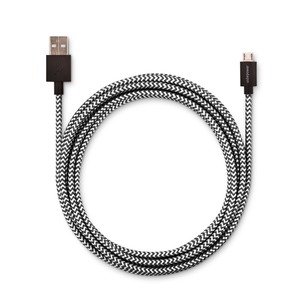 Câble micro USB 2,5m tressé, charge et synchronisation 2.1A Marron