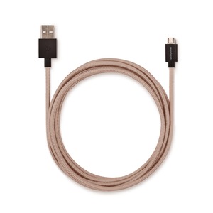 Câble micro USB 2,5m tressé, charge et synchronisation 2.1A Taupe