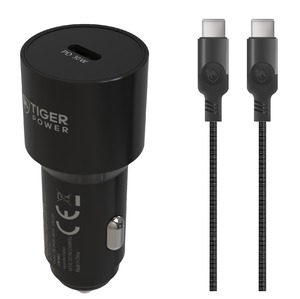 CHARG. VOITURE PD 30W+CABLE USB C/USB C 3.1 GEN1 1.2M TIGER POWER