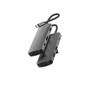 HUB MULTIPORT 7EN1 PRO USB-C HDMI DP MINIDP VGA USBC 2USBA LINQ Gris