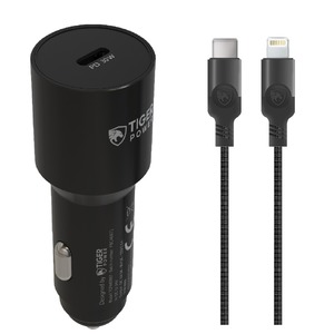 CHARG. VOITURE PD 30W+CABLE USB C/LIGHTNING 1.2M TIGER POWER