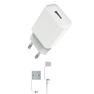 PACK CHARGEUR SECTEUR 2A + CABLE USB C 1M Blanc