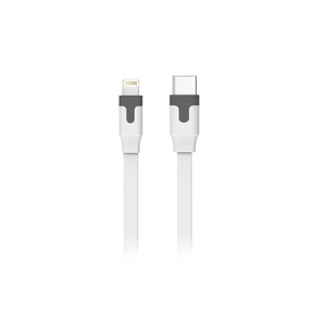 Cable plat type-C-lightning MFI 2m 3A Blanc