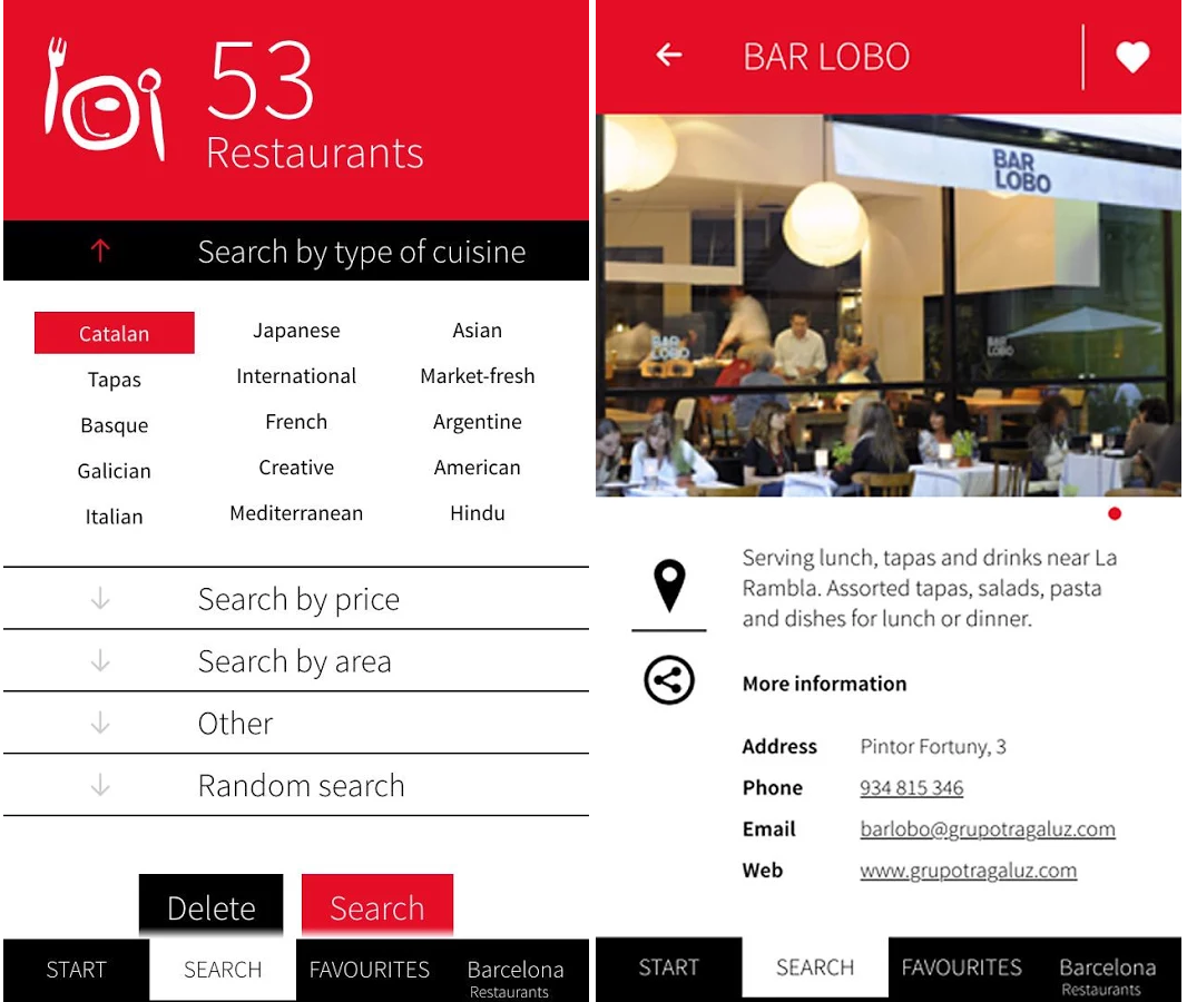 Application Android Barcelona Restaurants