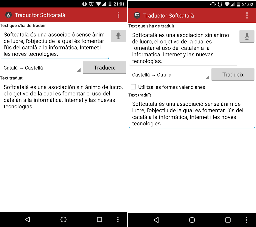 Application Android traduction catalan